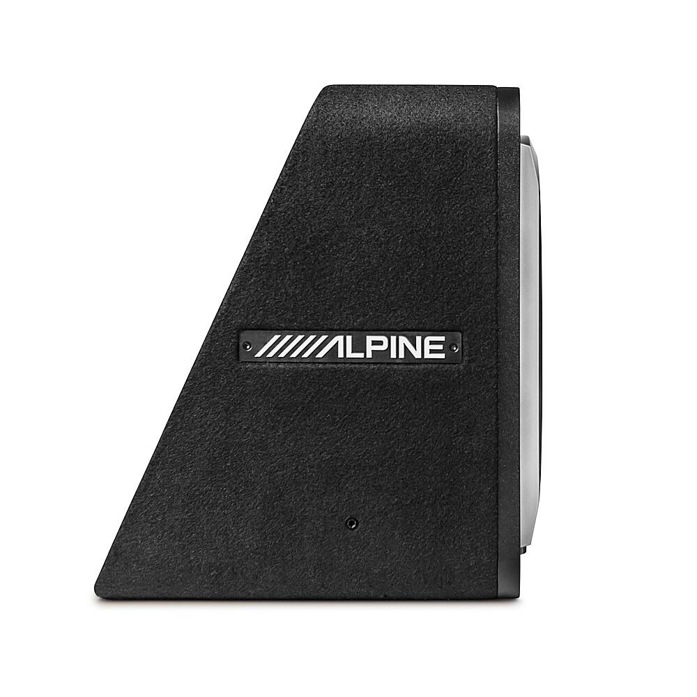 Left. Alpine - PrismaLink S2-Series 12" Single Voice Coil 2 ohm Preloaded Subwoofer Wedge Enclosure - Black.