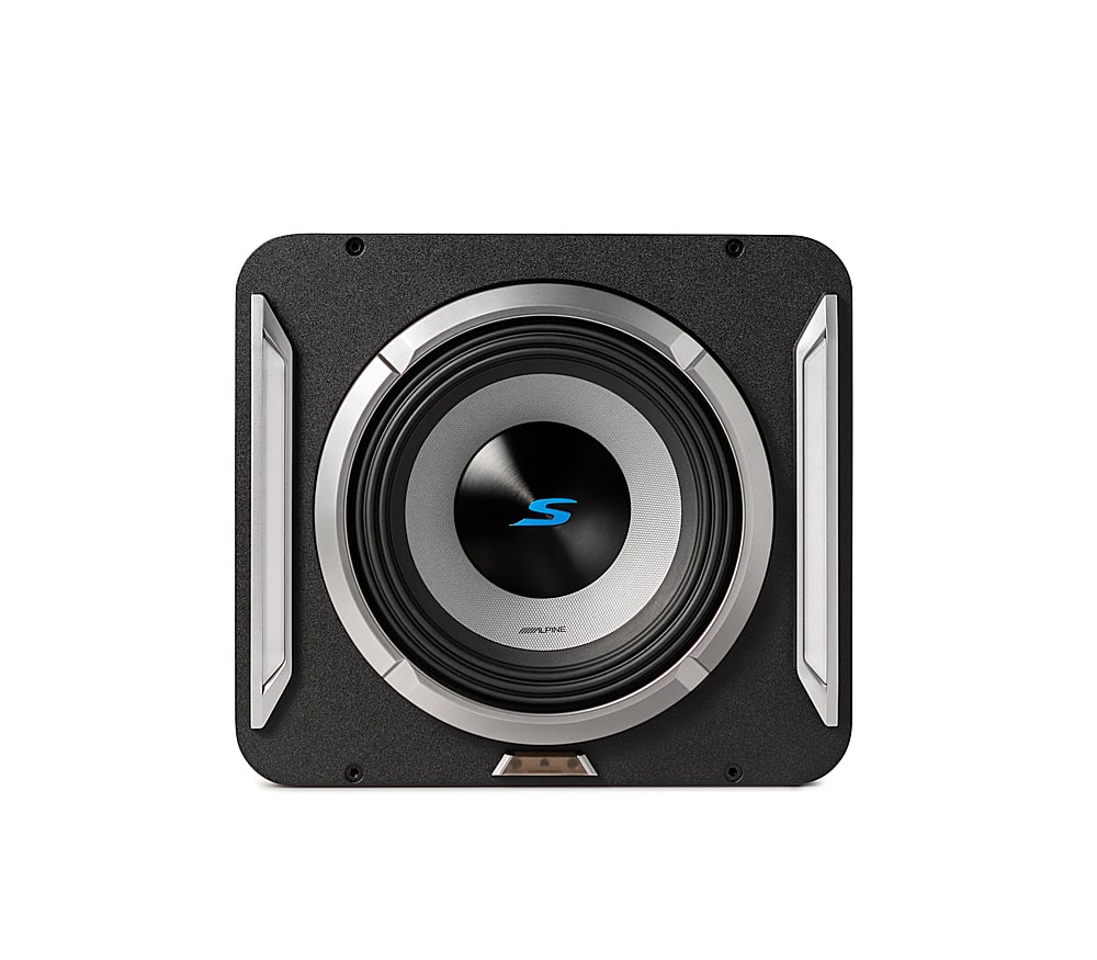 Front. Alpine - PrismaLink S2-Series 10" Single Voice Coil 2 ohm Preloaded Subwoofer Wedge Enclosure - Black.