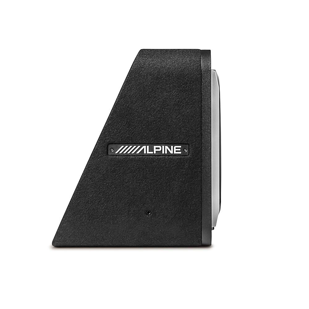 Left. Alpine - PrismaLink S2-Series 10" Single Voice Coil 2 ohm Preloaded Subwoofer Wedge Enclosure - Black.
