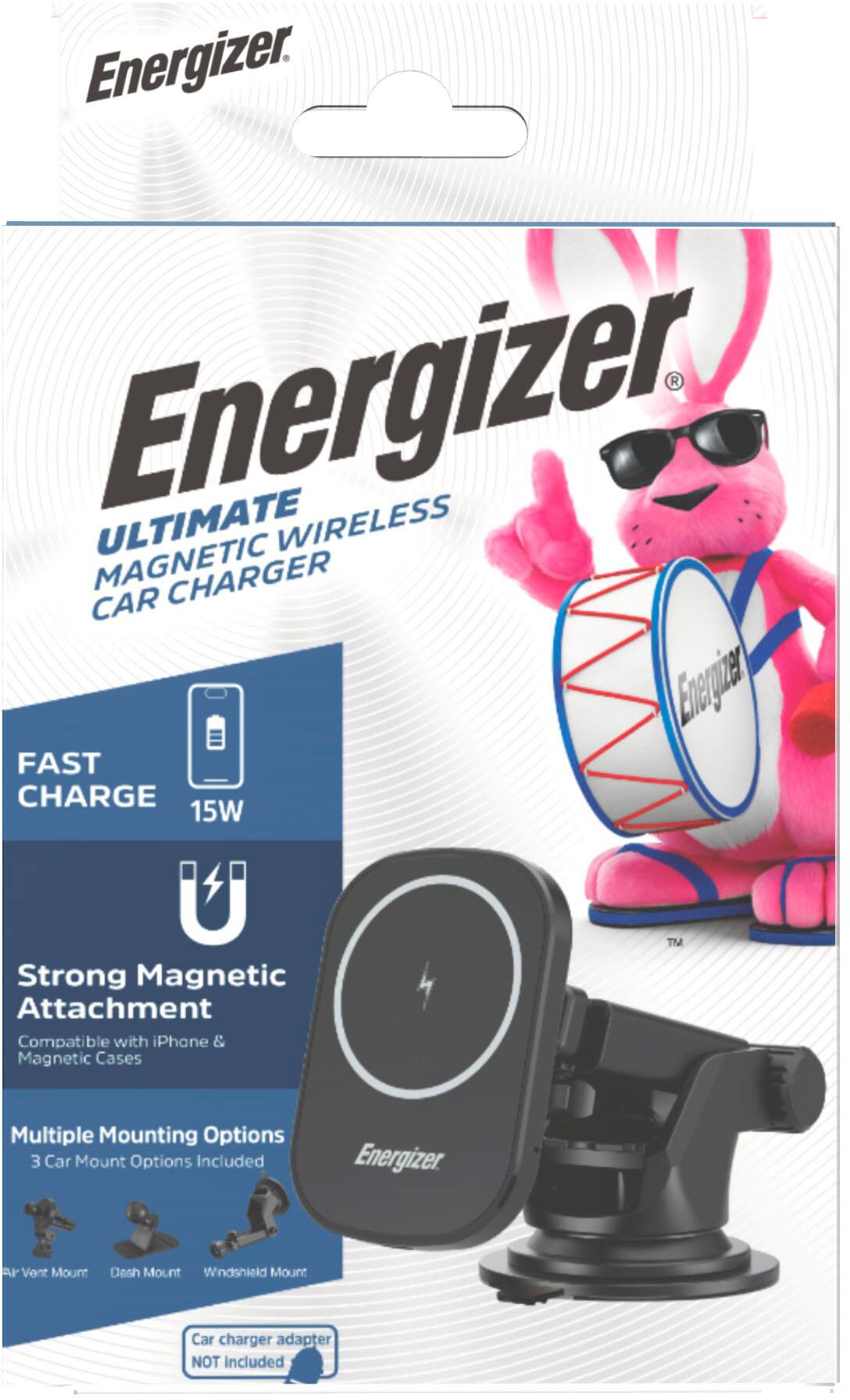Alt View 40. Energizer - Ultimate 15W MagSafe Magnetic Universal 3-in-1 Wireless Car Charger/Mount with Vent, Dash and Windshield Mounts Included - Black.