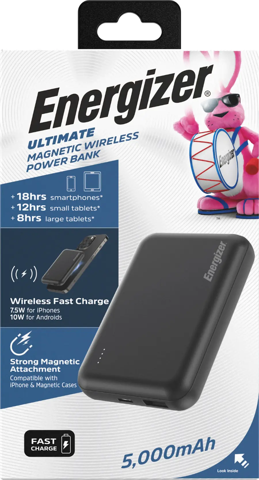 Alt View 15. Energizer - Ultimate Lithium 5,000mAh 18W MagSafe Magnetic Wireless Power Bank/ Portable Battery Charger with 3 Ports & LED Display - Black.