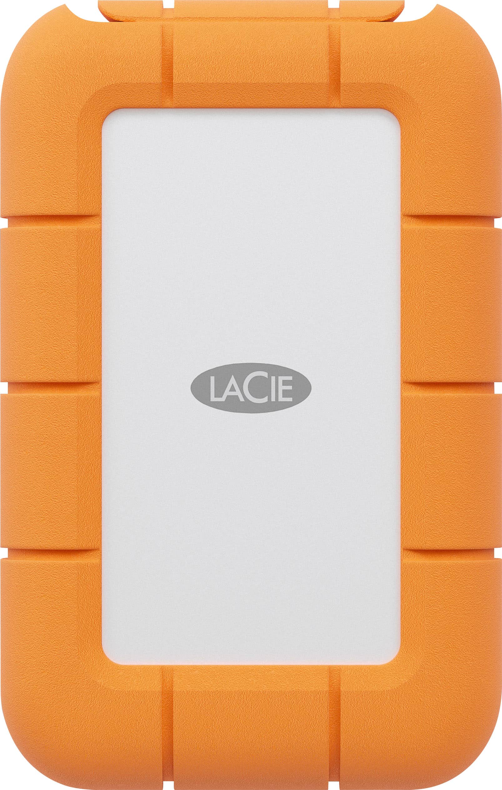 LaCie - Rugged Mini SSD 2TB Solid State Drive - USB 3.2 Gen 2x2, speeds up to 2000MB/s (STMF2000400) - Silver and Orange - Front_Zoom