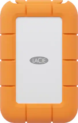 Front. LaCie - LaCie Rugged Mini SSD 2TB Solid State Drive - USB 3.2 Gen 2x2, speeds up to 2000MB/s (STMF2000400) - Silver and Orange.