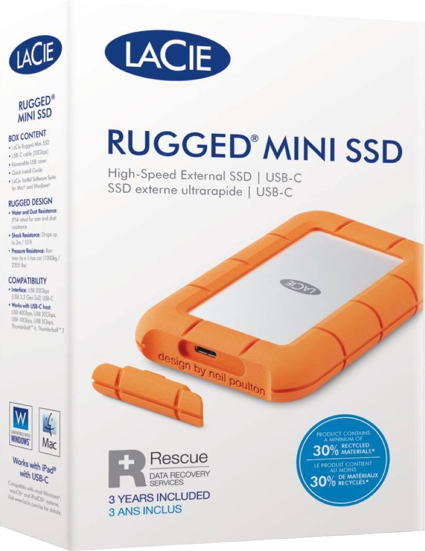 LaCie Rugged Mini SSD 4TB Solid State Drive USB 3.2 Gen 2x2