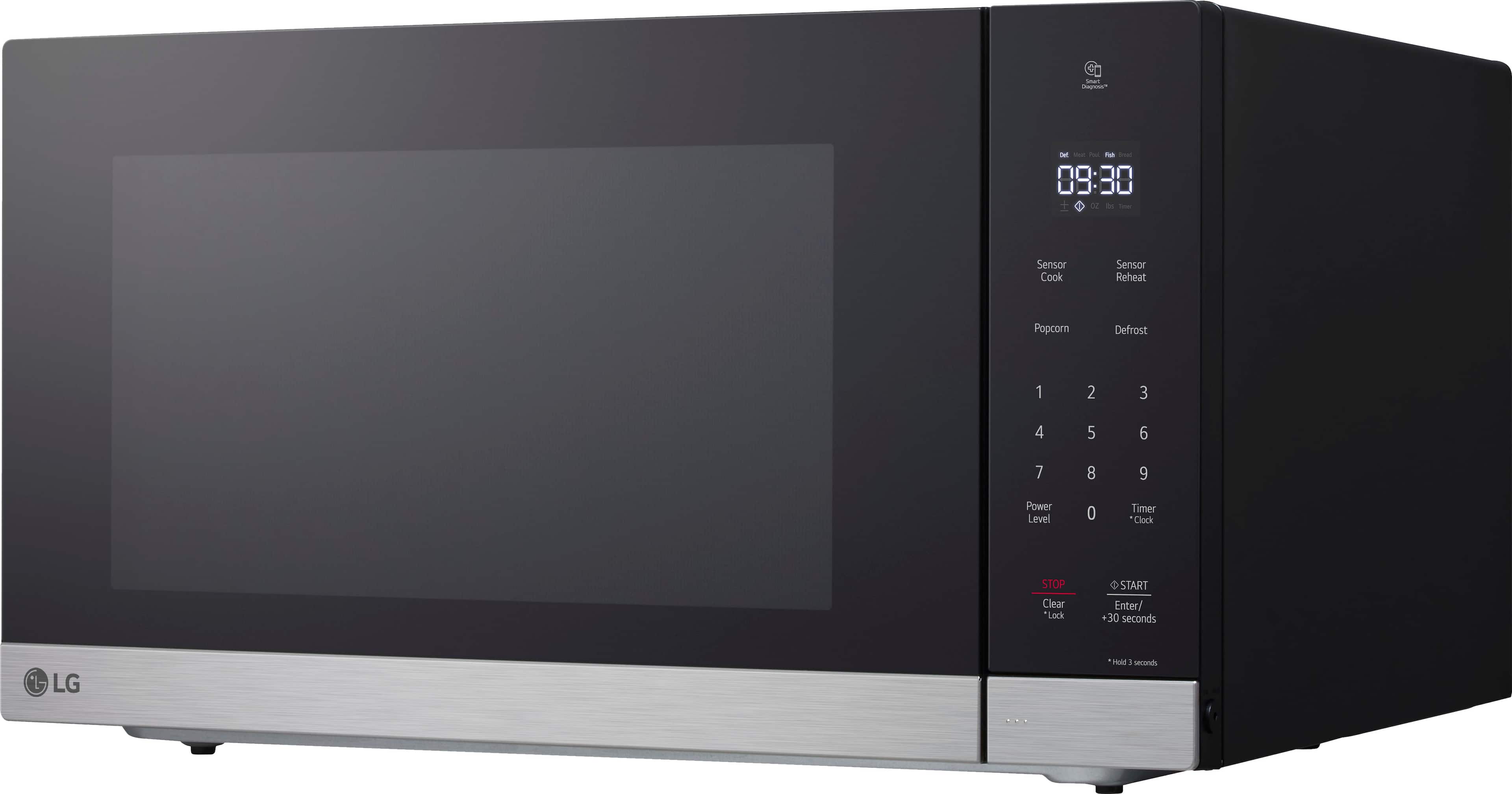 Left. LG - 2.0 Cu. Ft. Countertop Microwave with Sensor Cooking and Smart Inverter - Stainless Steel.