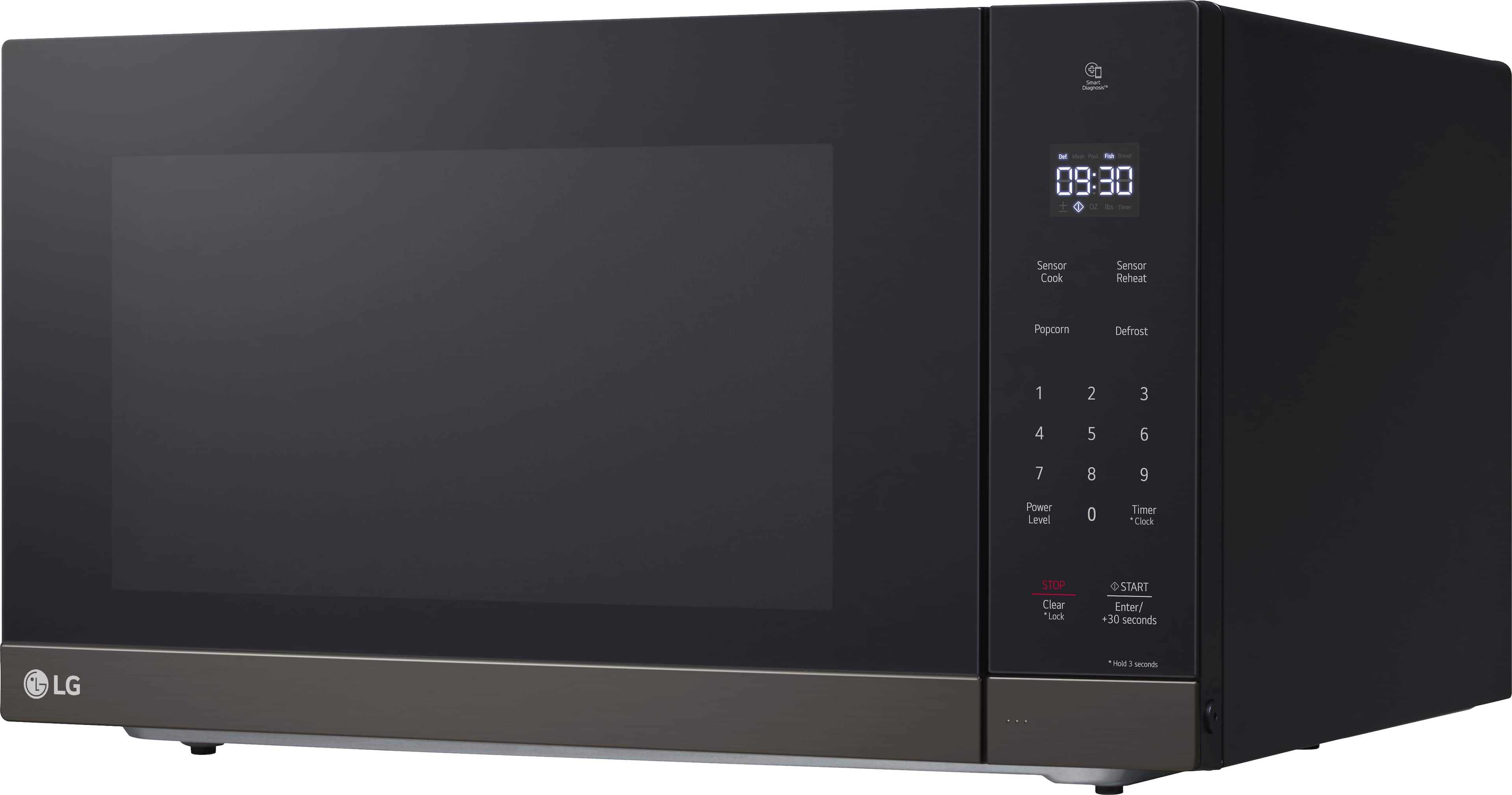 Left. LG - 2.0 Cu. Ft. Countertop Microwave with Sensor Cooking and Smart Inverter - Black Stainless Steel.