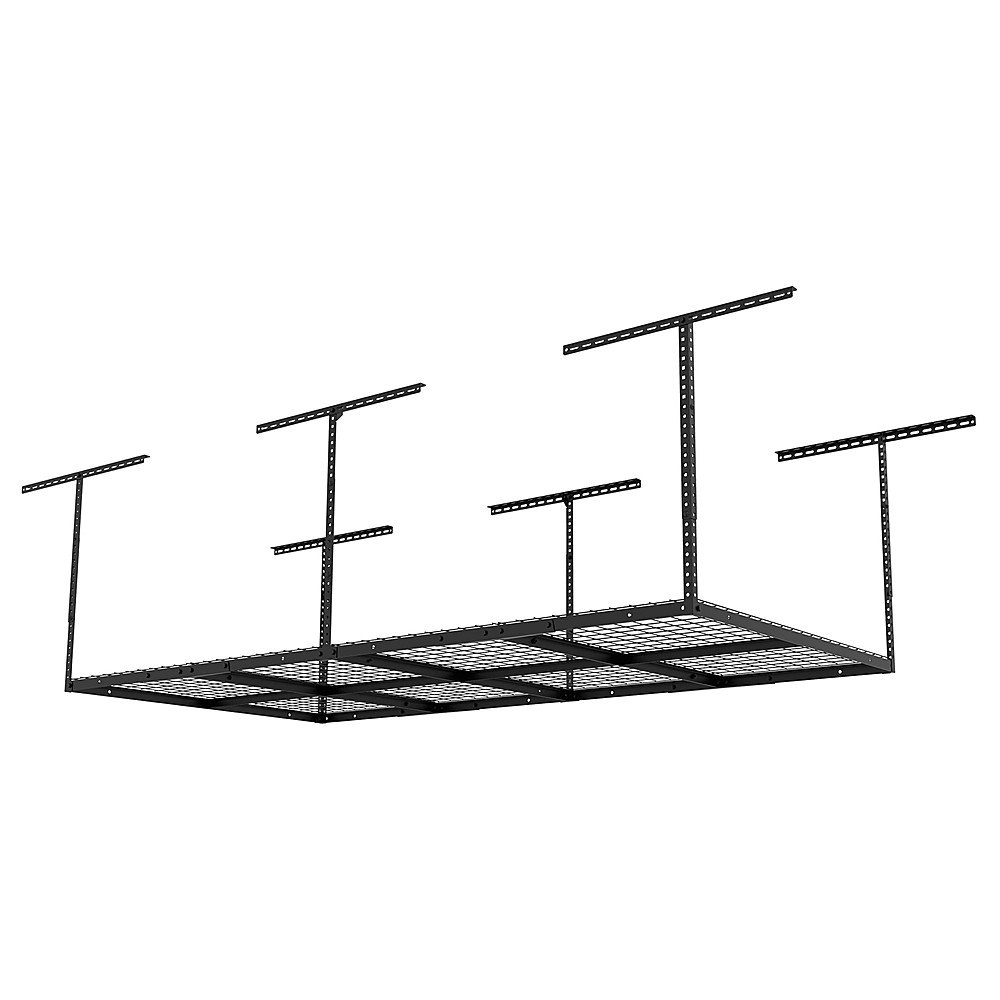 Angle View: FlexiSpot - Fleximounts 2-pack 4 Ft. x 8 Ft. Overhead Garage Rack with 4-pack Hooks - Black