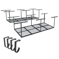 FlexiSpot - Fleximounts 3 x 8 Foot Overhead Garage Rack 2 Pack with 4 Hooks - Black - Front_Zoom