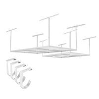 FlexiSpot - Fleximounts 4 x 6 Foot Overhead Garage Rack 2 Pack with 4 Hooks - White - Front_Zoom