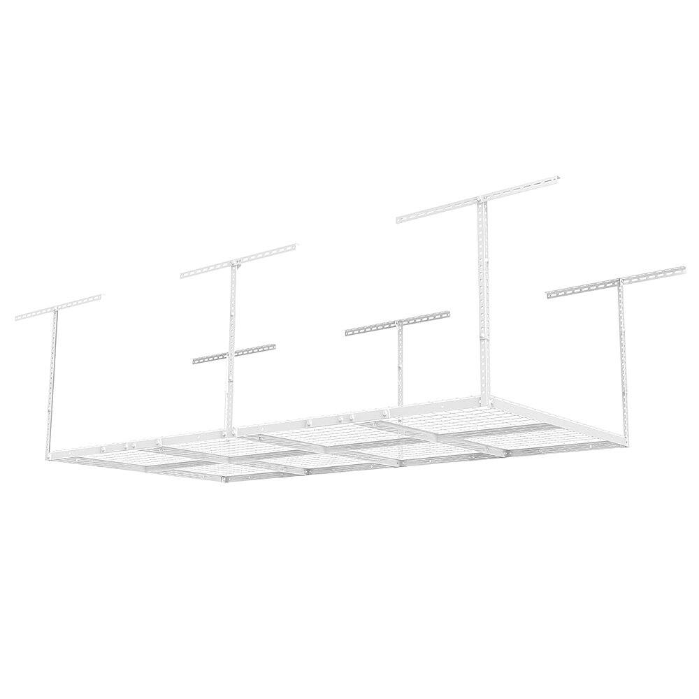 Angle View: FlexiSpot - Fleximounts 4 x 8 Foot Overhead Garage Rack 2 Pack with 4 Hooks - White