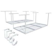 FlexiSpot - Fleximounts 3 x 6 Foot Overhead Garage Rack 2 Pack with 4 Hooks - White - Front_Zoom