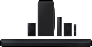 Samsung - Q series 7.1.2ch Wireless Dolby ATMOS Soundbar + Rear Speakers w/ Q Symphony - Black - Front_Zoom
