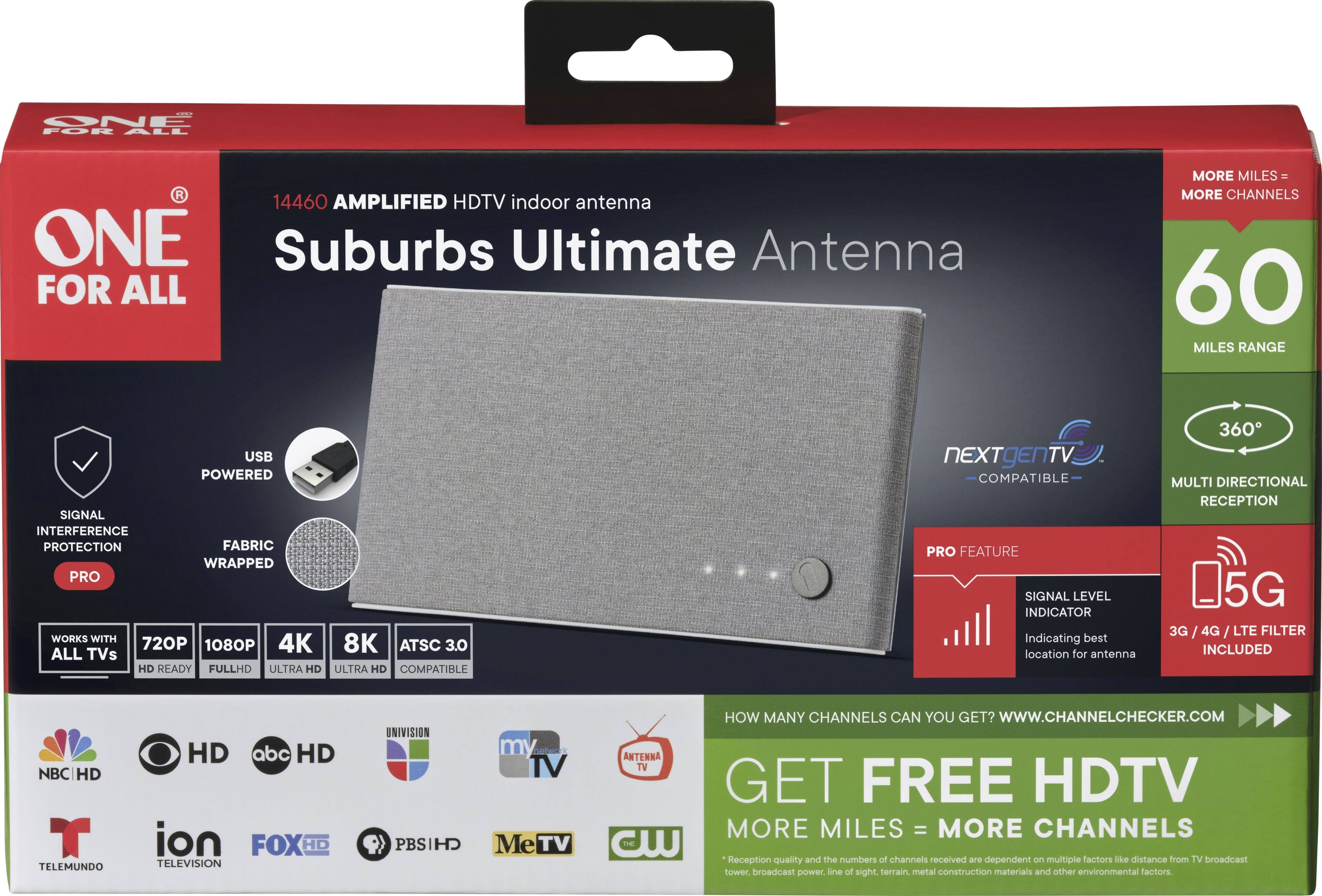 Alt View 13. One for All - Ultimate Designer Amplified Antenna - Light Gray.