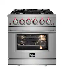 Forno Appliances - Massimo 4.32 cu. ft. Freestanding Gas Range with Steam Cleaning and Air Fryer Kit - Stainless Steel - Front_Zoom