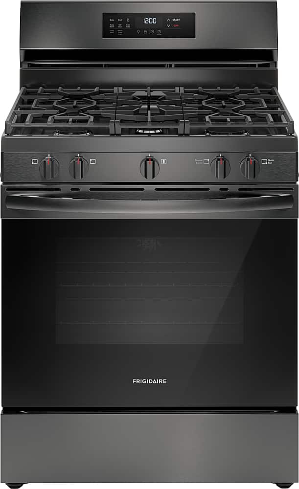 Frigidaire - 5.1 Cu. Ft. Freestanding Gas Range with Air Fry - Black Stainless Steel - Front_Zoom