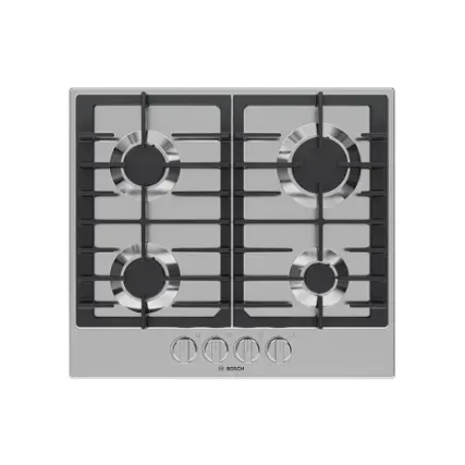 Front. Bosch - 300 Series 24" Built-In Gas Cooktopwith 4 Burners and FlameSafe - Stainless Steel.