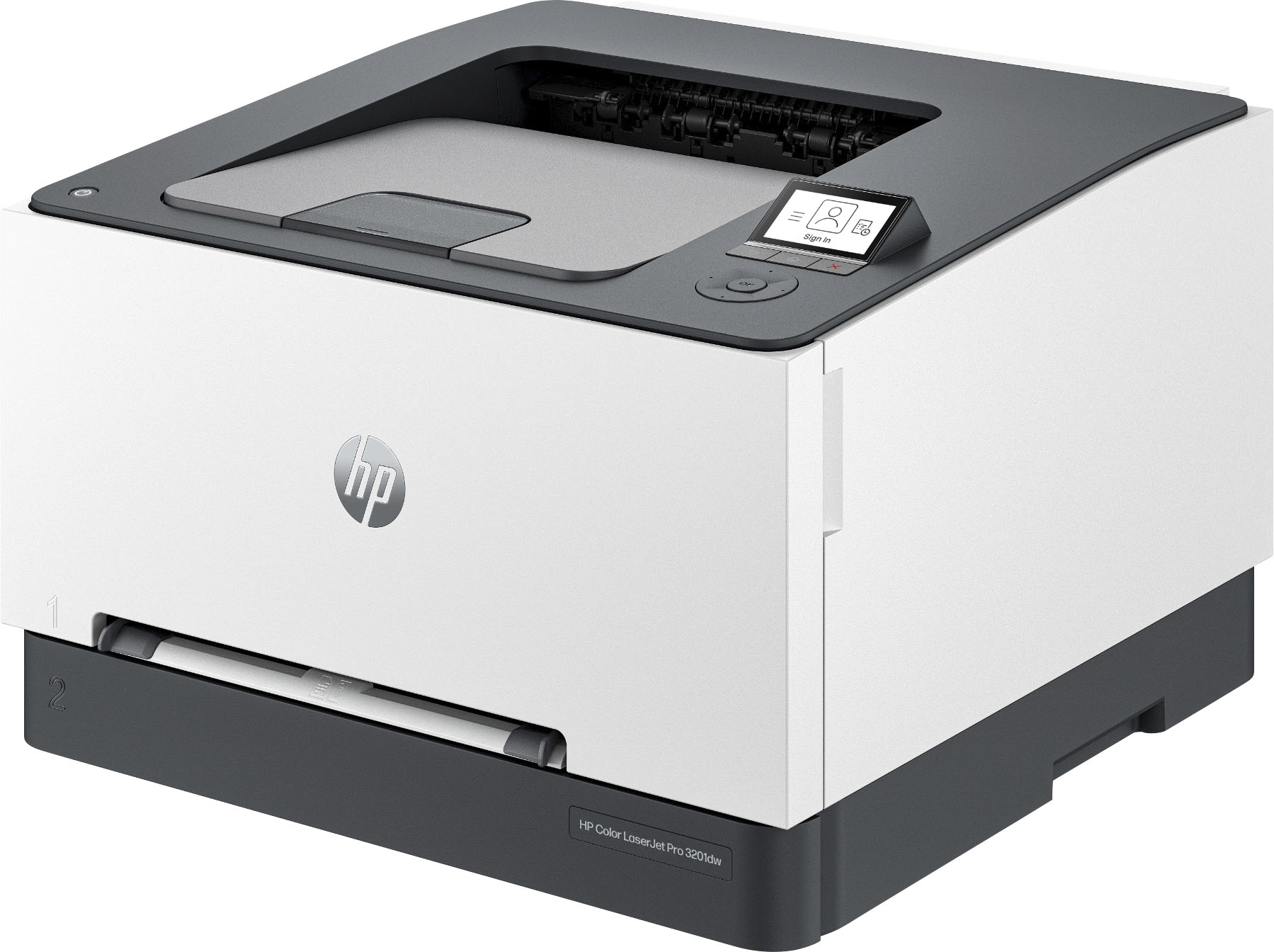 Angle View: HP - LaserJet Pro 3201dw Wireless Color Laser Printer - White & Slate