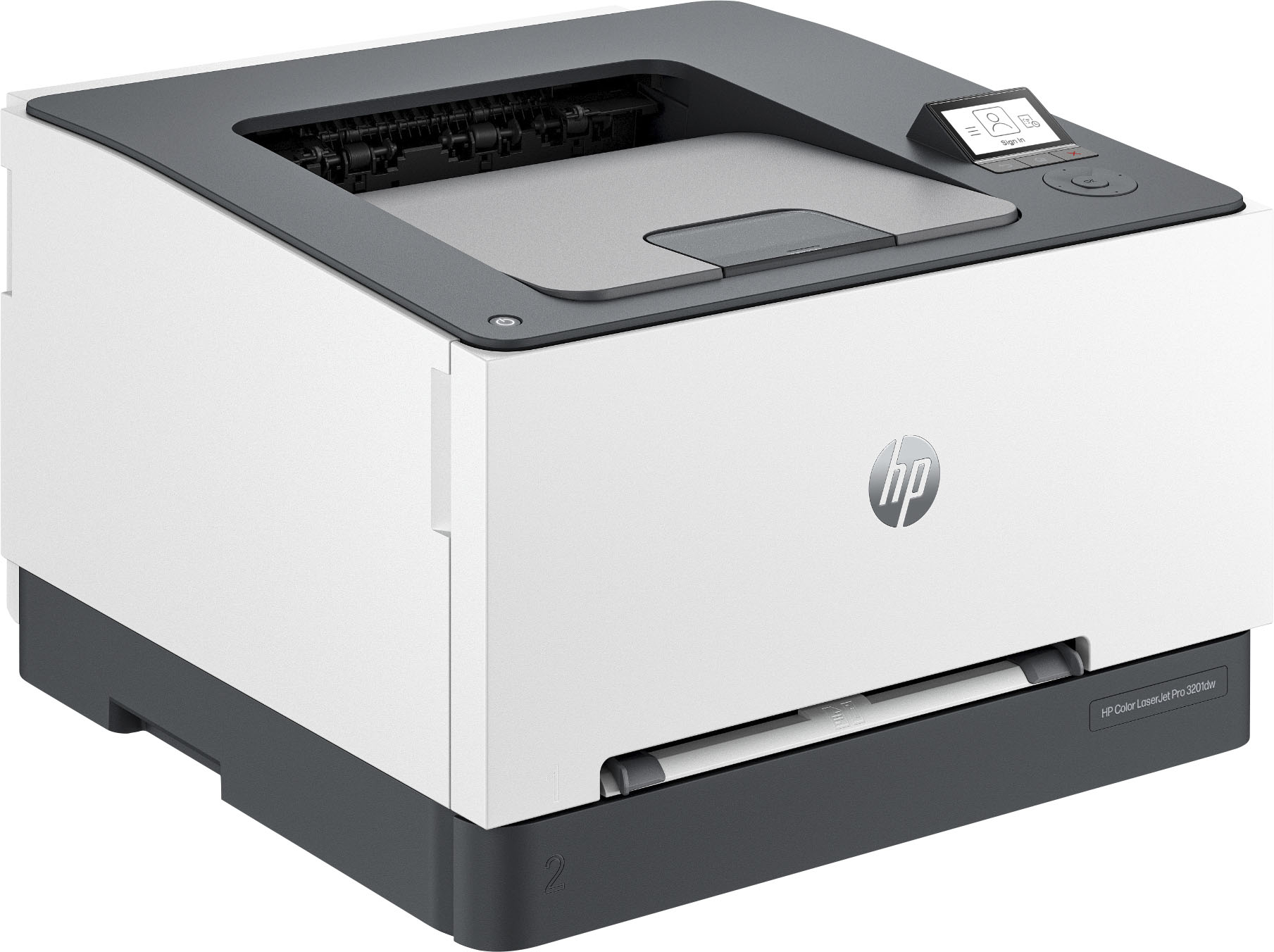 Left View: HP - LaserJet Pro 3201dw Wireless Color Laser Printer - White & Slate