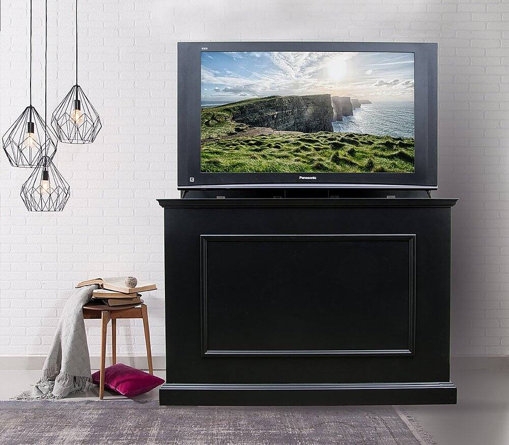 Front. Touchstone Home Products - The Elevate by Touchstone - Smart Motorized TV Lift Cabinet for Flat Screen TVs up to 50 Inches - Black.