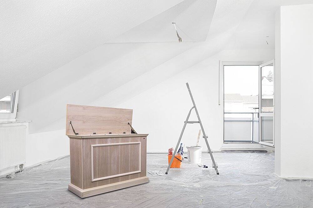 Left. Touchstone Home Products - The Mini Elevate by Touchstone - Smart Motorized TV Lift Cabinet for Flat Screen TVs up to 46 Inches - Unfinished.