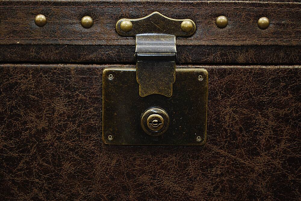 Alt View 1. Touchstone Home Products - The Vintage Trunk by Touchstone - Leather Wrapped Smart Motorized TV Lift Cabinet for Flat Screen TVs up to 46 Inches - Aged Cigar Leather.