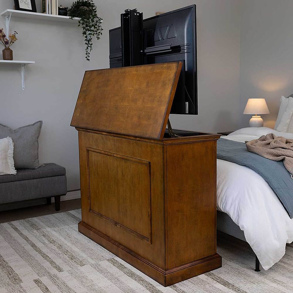 Alt View 3. Touchstone Home Products - The Elevate by Touchstone - Smart Motorized TV Lift Cabinet for Flat Screen TVs up to 50 Inches - Honey Oak.