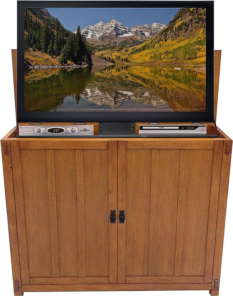 Alt View 2. Touchstone Home Products - The Mission Style Elevate by Touchstone- Smart Motorized TV Lift Cabinet for Flat Screen TVs up to 50 Inches - Mission Oak.