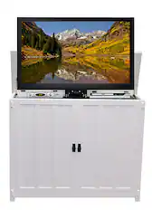 Front. Touchstone Home Products - The Mission Style Elevate by Touchstone - Smart Motorized TV Lift Cabinet for Flat Screen TVs up to 50 Inches - White.