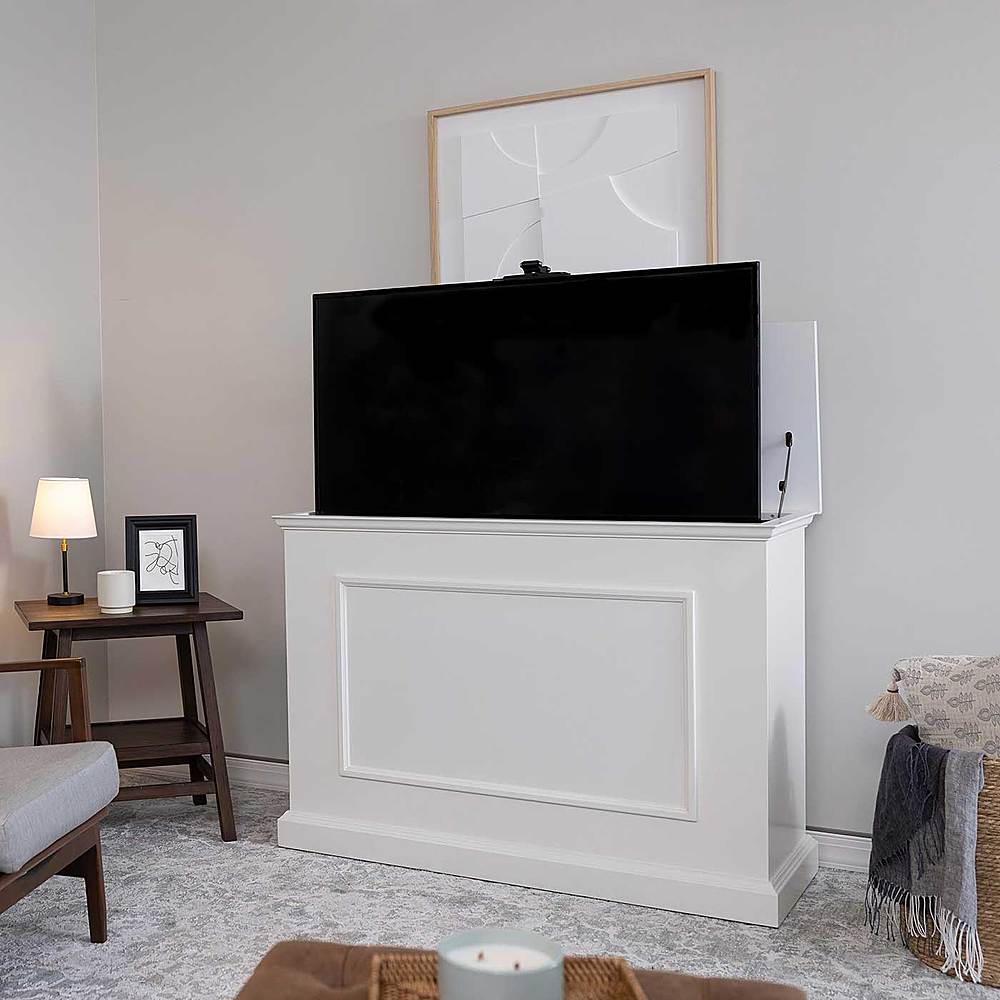 Angle. Touchstone Home Products - The Elevate by Touchstone - Smart Motorized TV Lift Cabinet for Flat Screen TVs up to 50 Inches - White.
