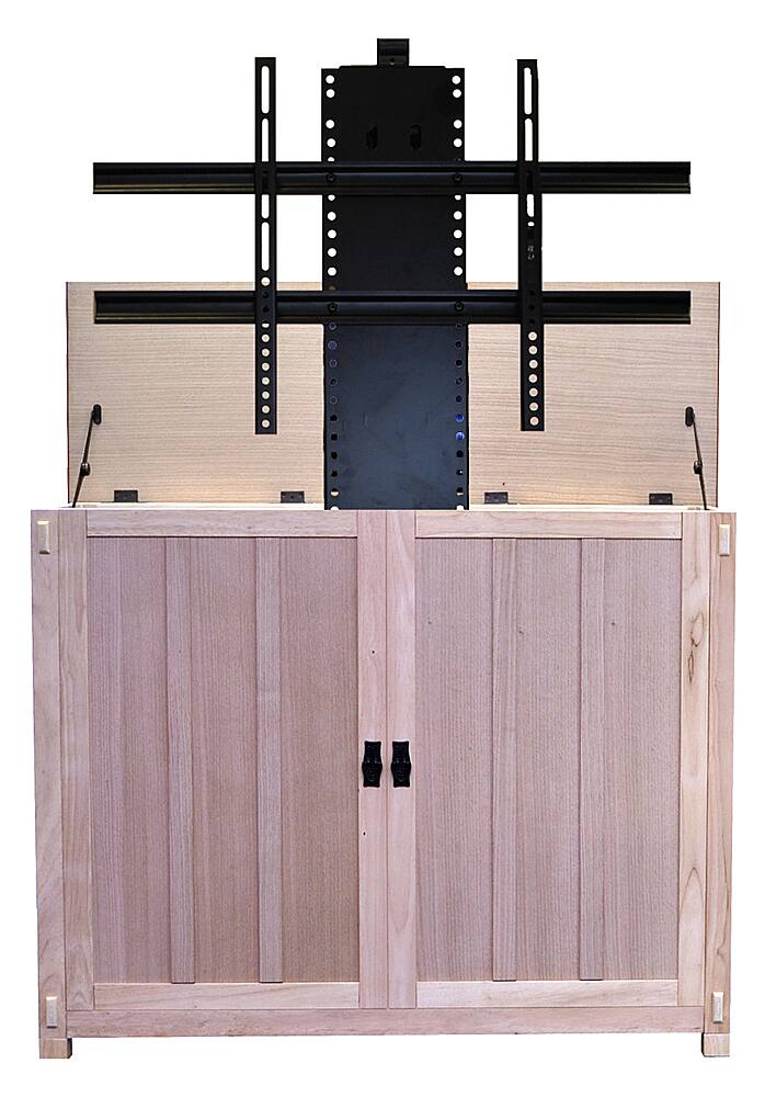 Angle. Touchstone Home Products - The Mission Style Elevate by Touchstone- Smart Motorized TV Lift Cabinet for Flat Screen TVs up to 50 Inches - Unfinished.