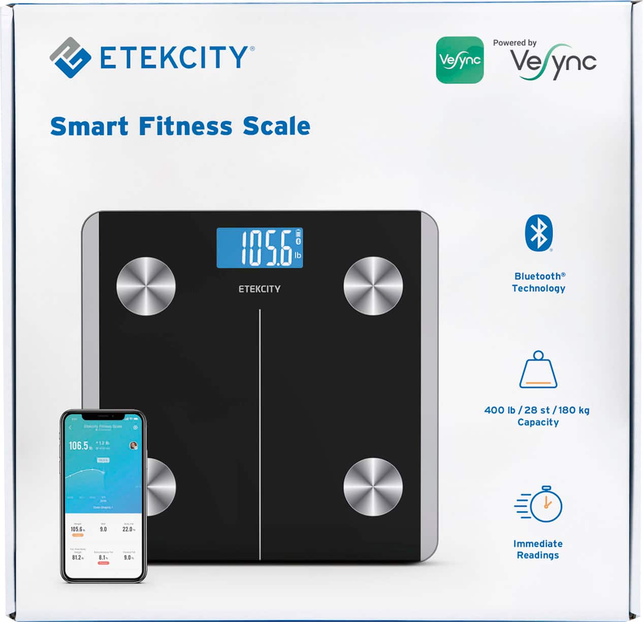 Alt View 14. Etekcity - Etekcity Smart Fitness Scale - Black.