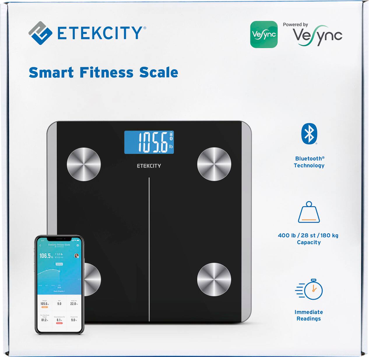 Alt View 14. Etekcity - Etekcity Smart Fitness Scale - Black.