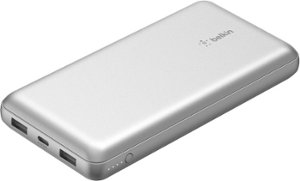 Belkin - BoostCharge USB-C Portable Charger 20K Power Bank with 1 USB-C Port and 2 USB-A Ports & Included USB-C to USB-A Cable - Silver - Front_Zoom