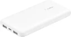 Belkin - BOOST↑CHARGE USB-C Portable Charger 10K Power Bank with 1 USB-C Port and 2 USB-A Ports & Included USB-C to USB-A Cable - White - Front_Zoom
