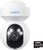 Front. Reolink - E Series E560 Outdoor Plug-In 4K Security Camera with 64GB MicroSD, PTZ, Wi-Fi 6 & Color Night Vision - White.