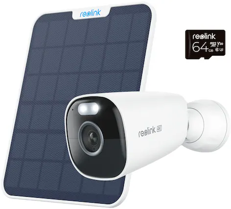 Front. Reolink - Reolink Argus Series B360 Outdoor 4K Security Camera with 64GB MicroSD, Solar Panel charged Battery & Color Night Vision - White.