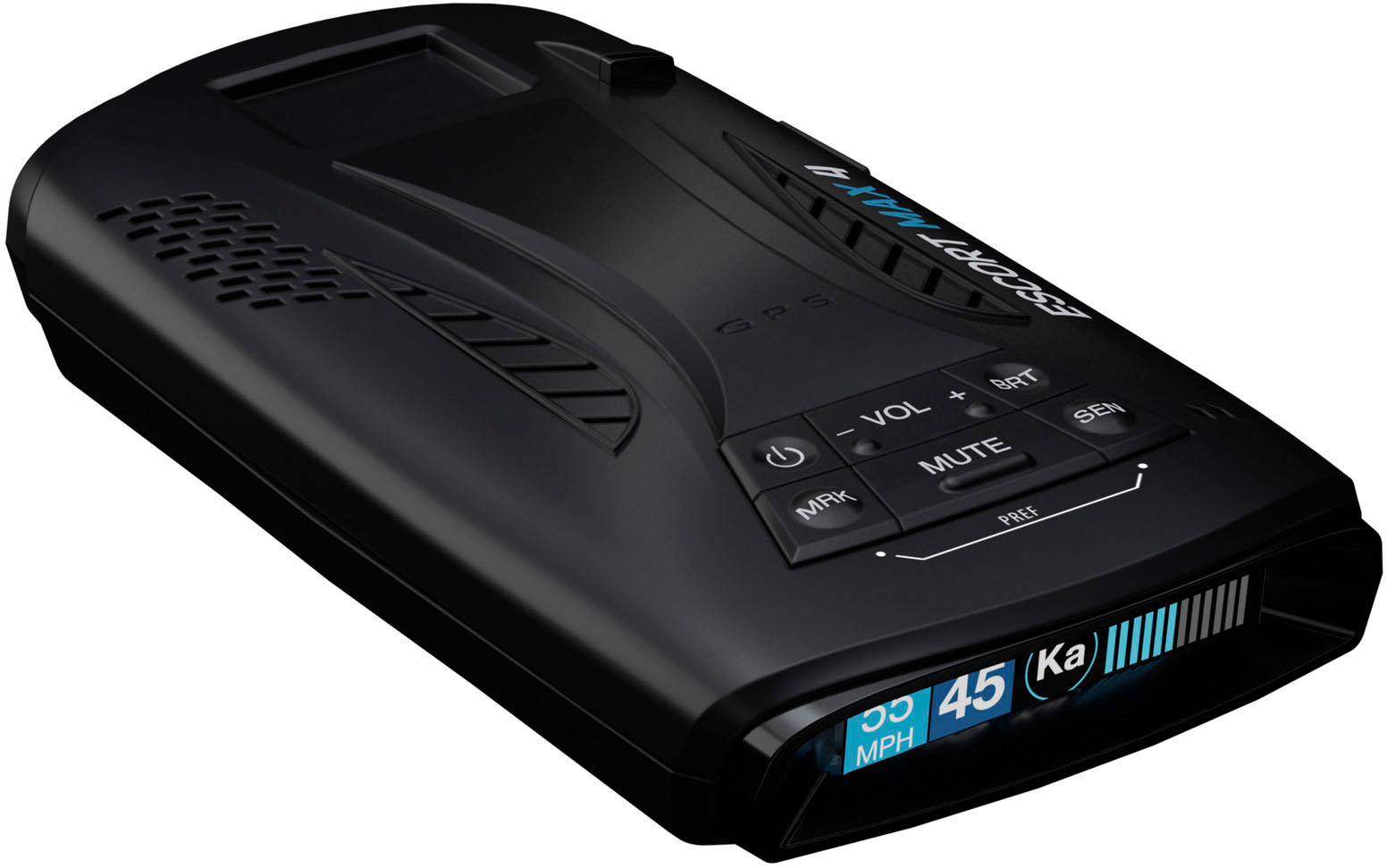 The image features a black electronic device with a display screen. The screen displays the word "Ka" and the number "45" on it. The device appears to be a radar detector or a speed monitor, designed to help users maintain safe driving speeds.