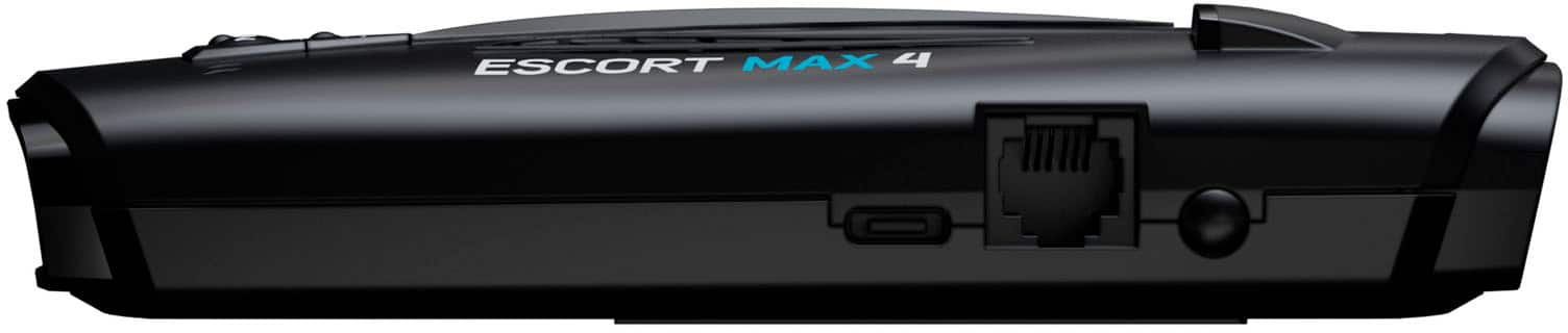 The image features a black electronic device with the text "ESCORT MAX 4" displayed on it. The device is likely a radar detector or a similar type of gadget.