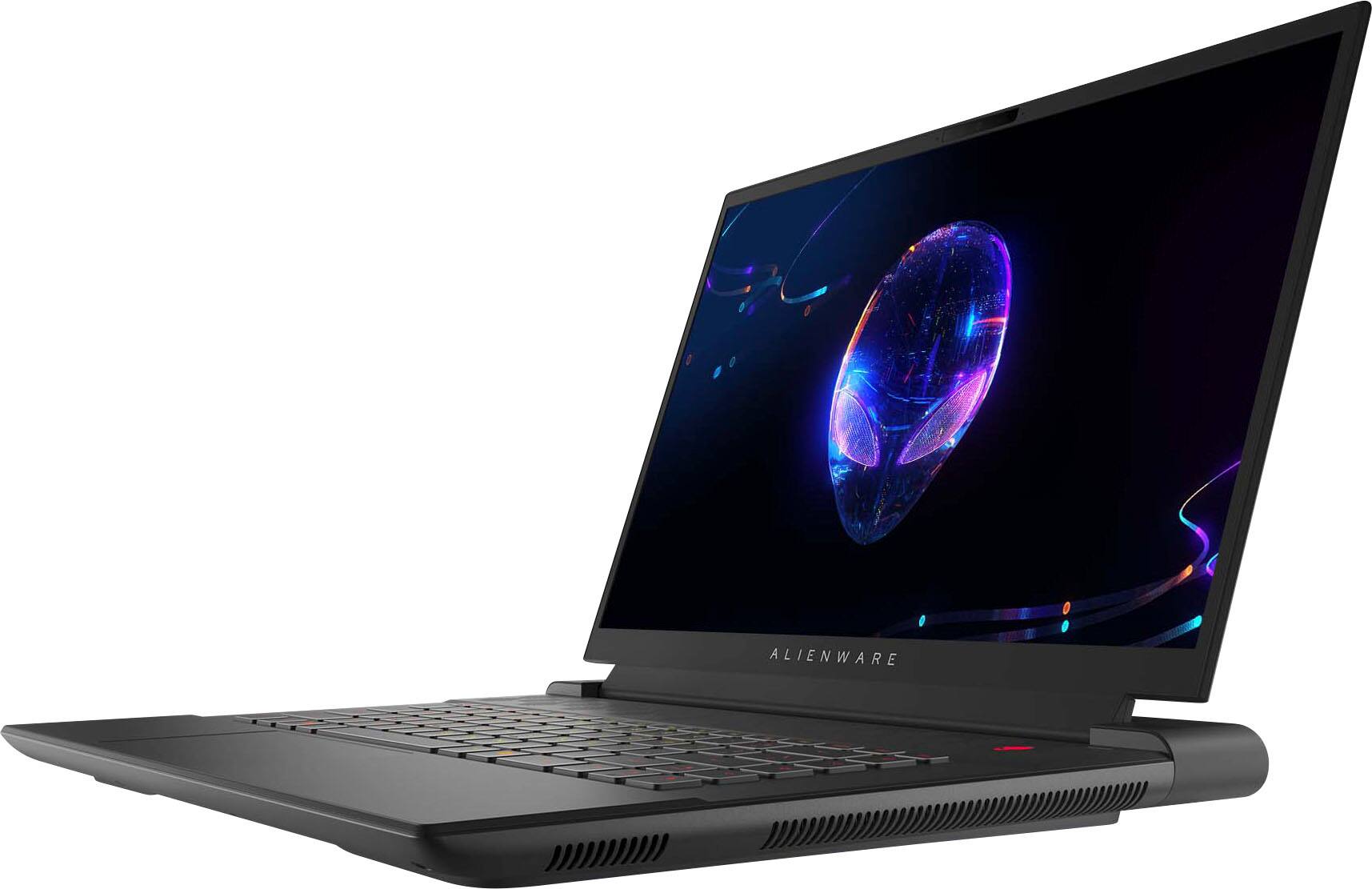 Angle. Alienware - 16" QHD+ (2560 x 1600) 240Hz Gaming Laptop - AMD Ryzen 9 - 32GB Memory - NVIDIA GeForce RTX 4080 - Dark Metallic Moon.