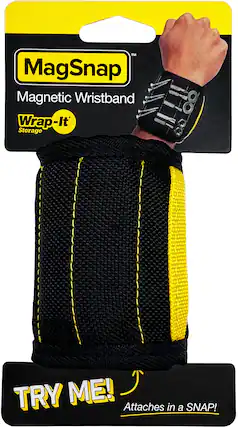 Angle. Wrap-It Storage - MagSnap by Wrap-It Storage - Magnetic Wristband - Holds Nuts, Bolts, Screws, Bits and More - Black.
