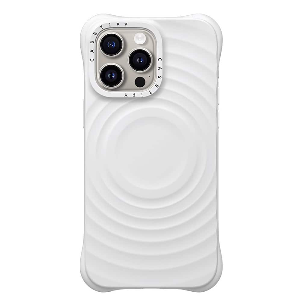 Front. CASETiFY - Essentials Ripple Case with MagSafe for Apple iPhone 15 Pro Max - White.