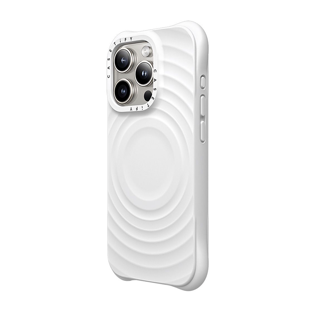 Left View: CASETiFY - Essentials Ripple Case with MagSafe for Apple iPhone 15 Pro Max - White