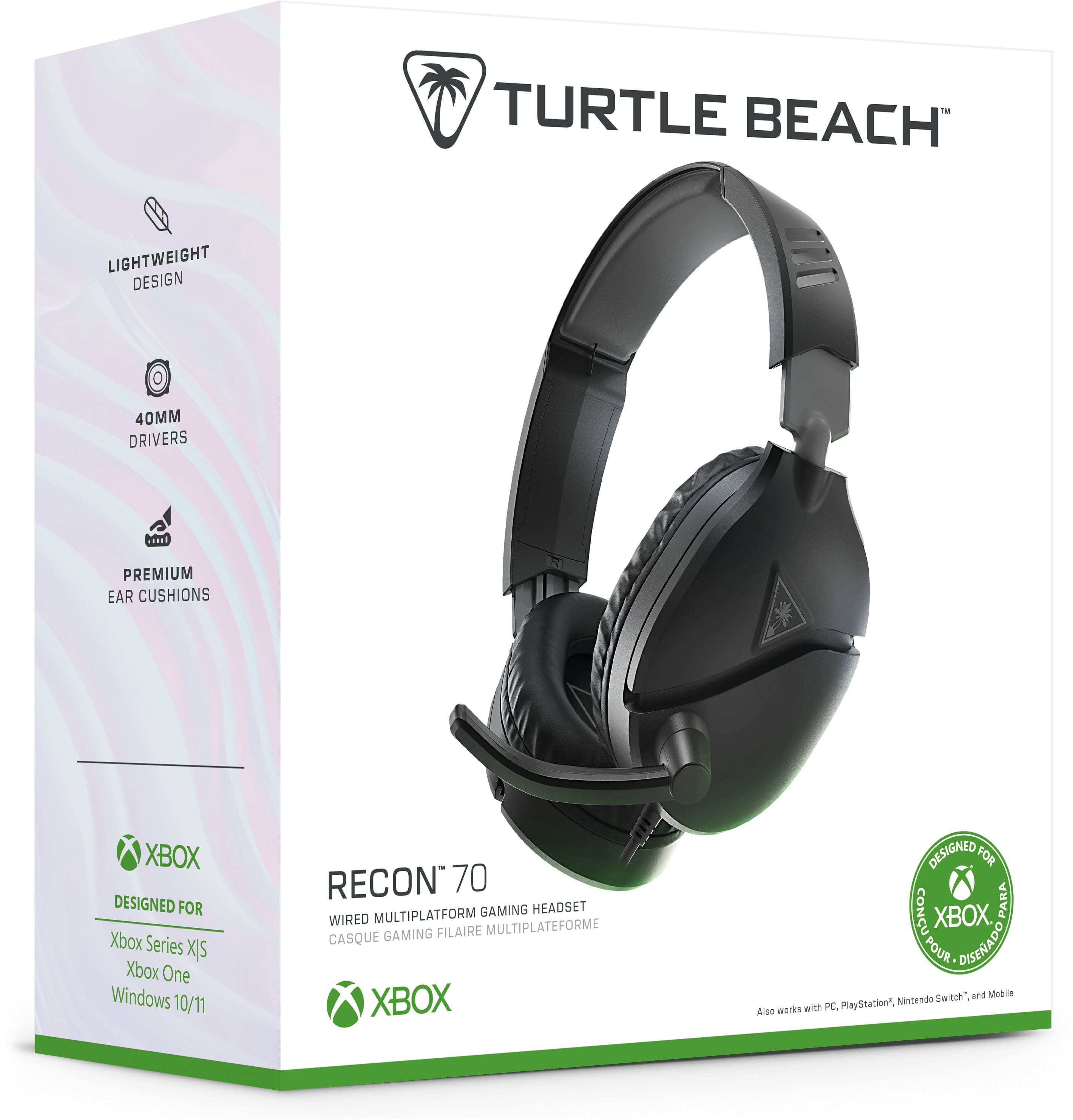 Alt View 15. Turtle Beach - Recon 70 Wired Gaming Headset for Xbox Series X|S, PS5, PS4, Nintendo Switch, PC & Mobile w 3.5mm Wired Connection - Black.