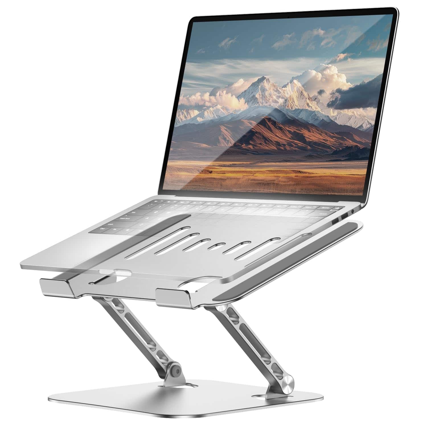 HongFei - Laptop Stand for Desk Adjustable Computer Stand Foldable Laptop Riser Notebook Holder Adjustable Height for MacBook PC - Silver
