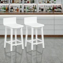 Hivvago - Set of 2 Wooden Bar Stools with Solid Seats and Backrests - White
