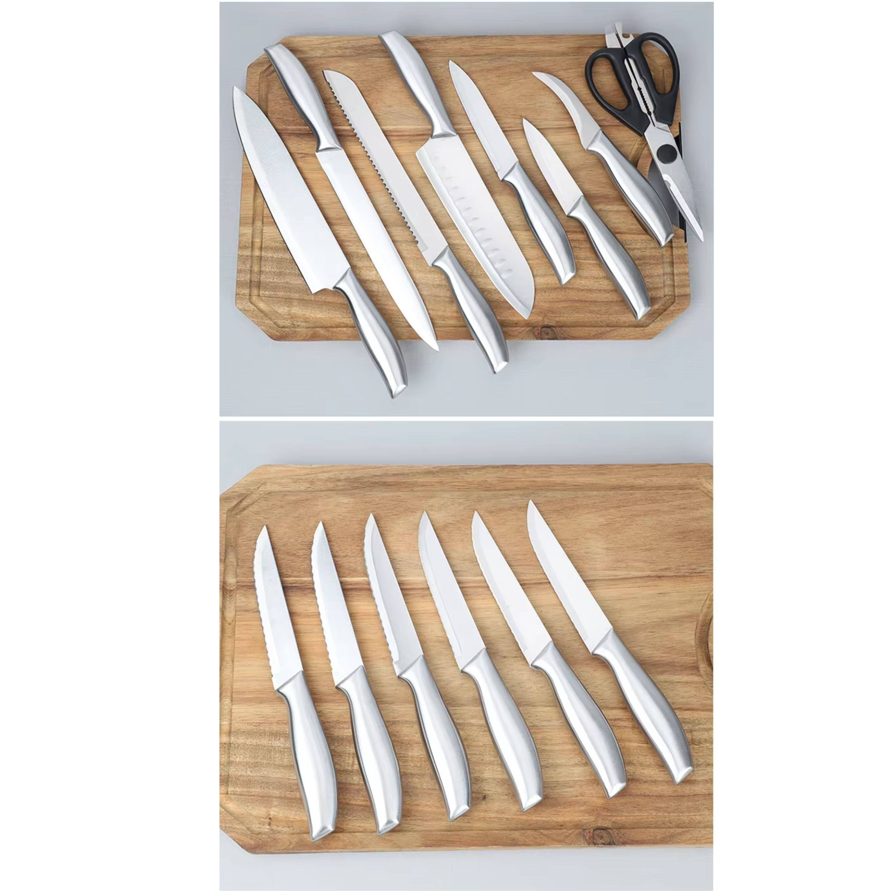 Alt View 1. Kitcheniva - 16-Piece Stainless Steel Knife Set with Wood Block and Hollow Handle.