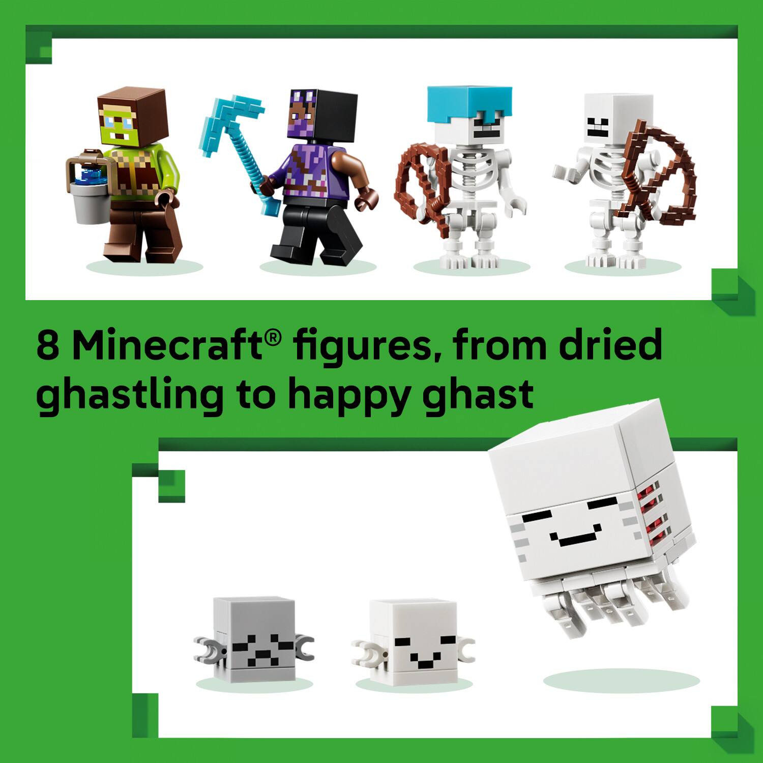 8 Minecraft® figures, from dried ghastling to happy ghast