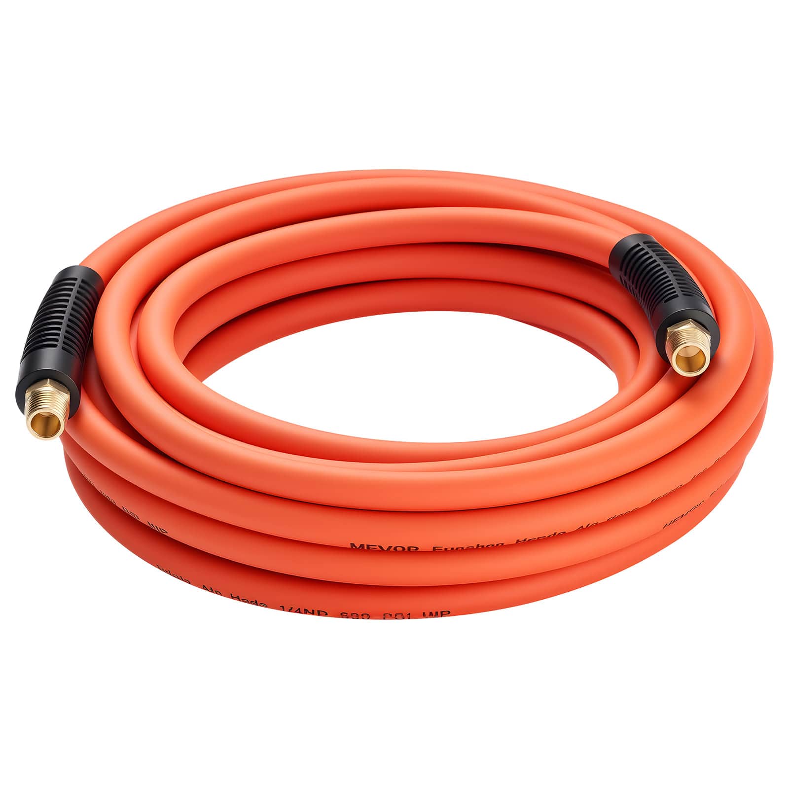 VEVOR - Air Hose, 1/4" x 25ft Hybrid Air Hose, Lightweight, Kink Resistant, Pneumatic Hoses with 1/4 inch Solid Brass Male - Orange
