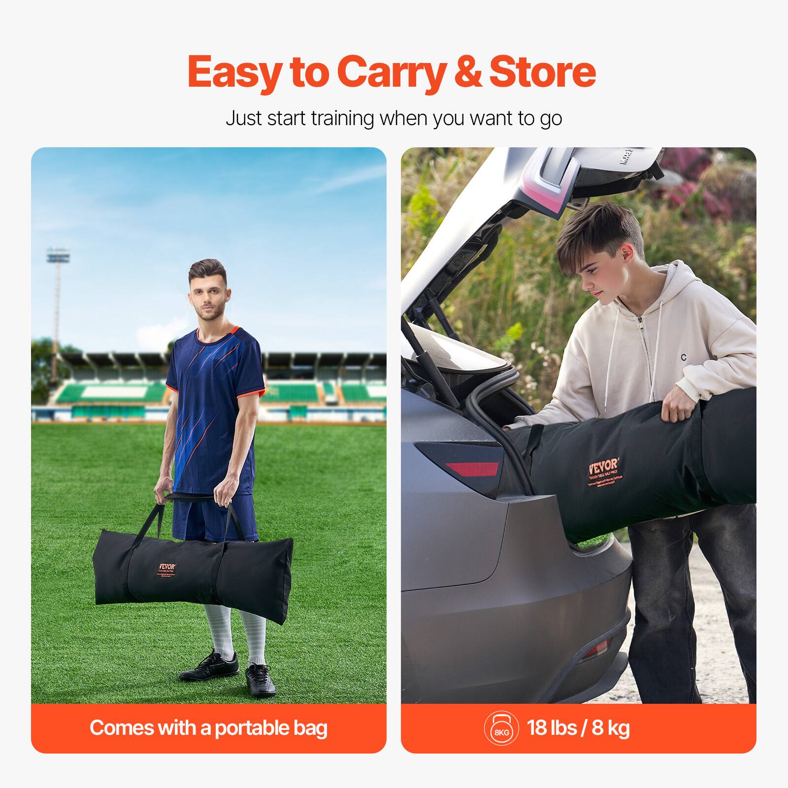 Easy to Carry & Store  
Just start training when you want to go  

Comes with a portable bag  

18 lbs / 8 kg