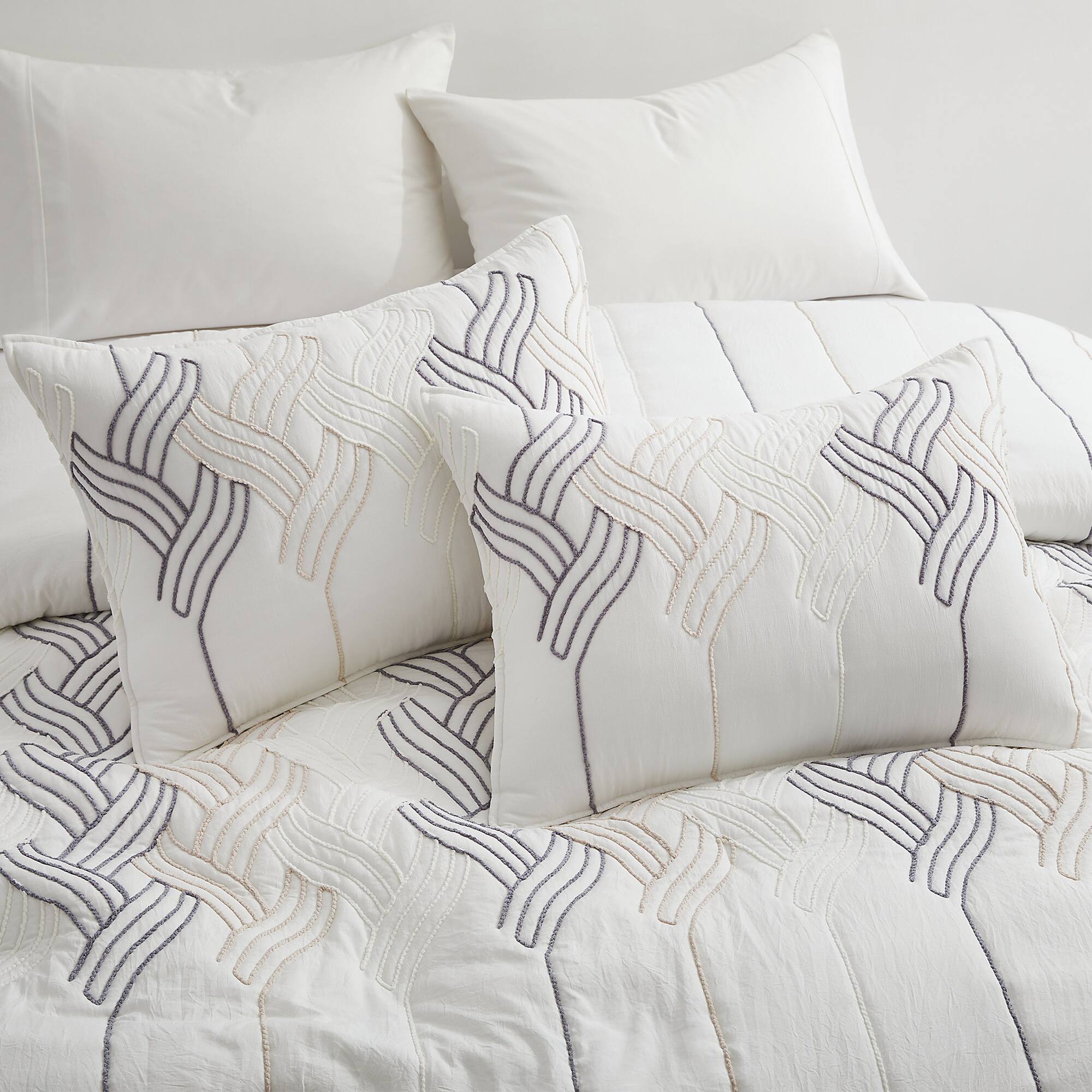 Alt View 2. Peace Nest - Peace Nest All Season Elegant Rope Embroidery Comforter Set, Twin - White.